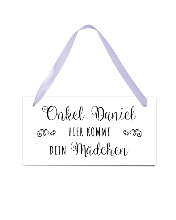 Hochzeitsschild "Hier kommt dein Mädchen" weiß