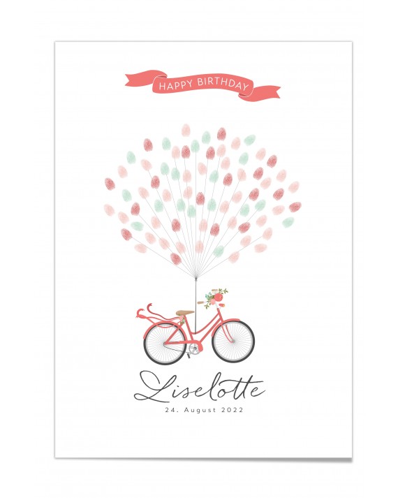 Fingerprint-Poster Fahrrad mit Blumen