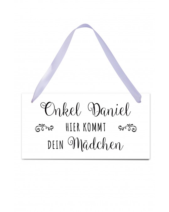 Hochzeitsschild "Hier kommt dein Mädchen" Weiß